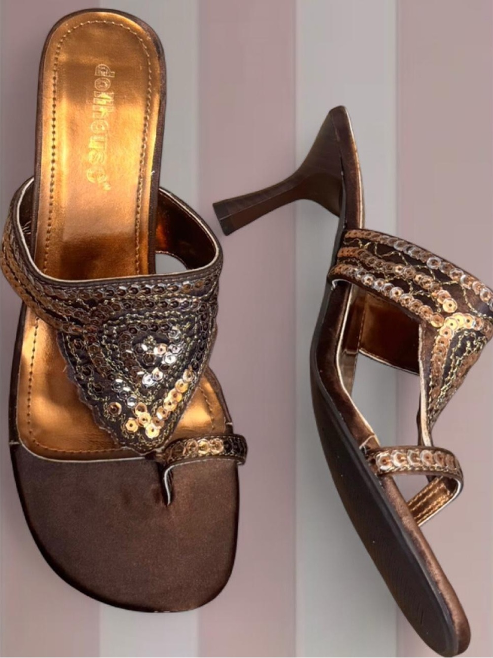 Dollhouse Y2K Brown Sequin Heels